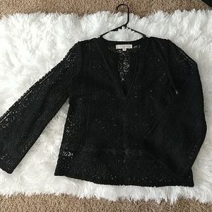 Loft lace/crochet v-neck top